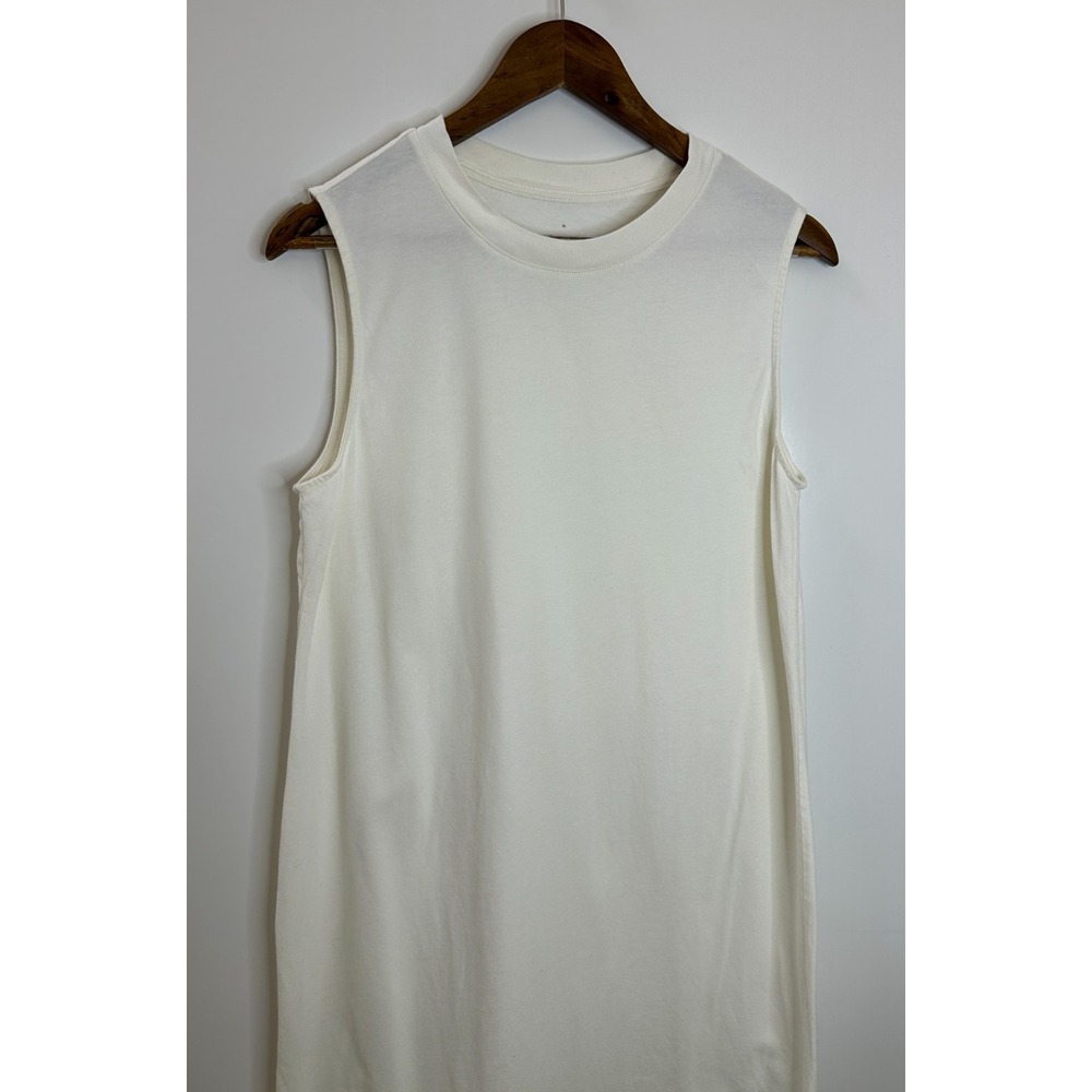 Everlane Organic Cotton Sleeveless Shirt Dress Cream Medium Side Slit Minimalist - Picture 3 of 12